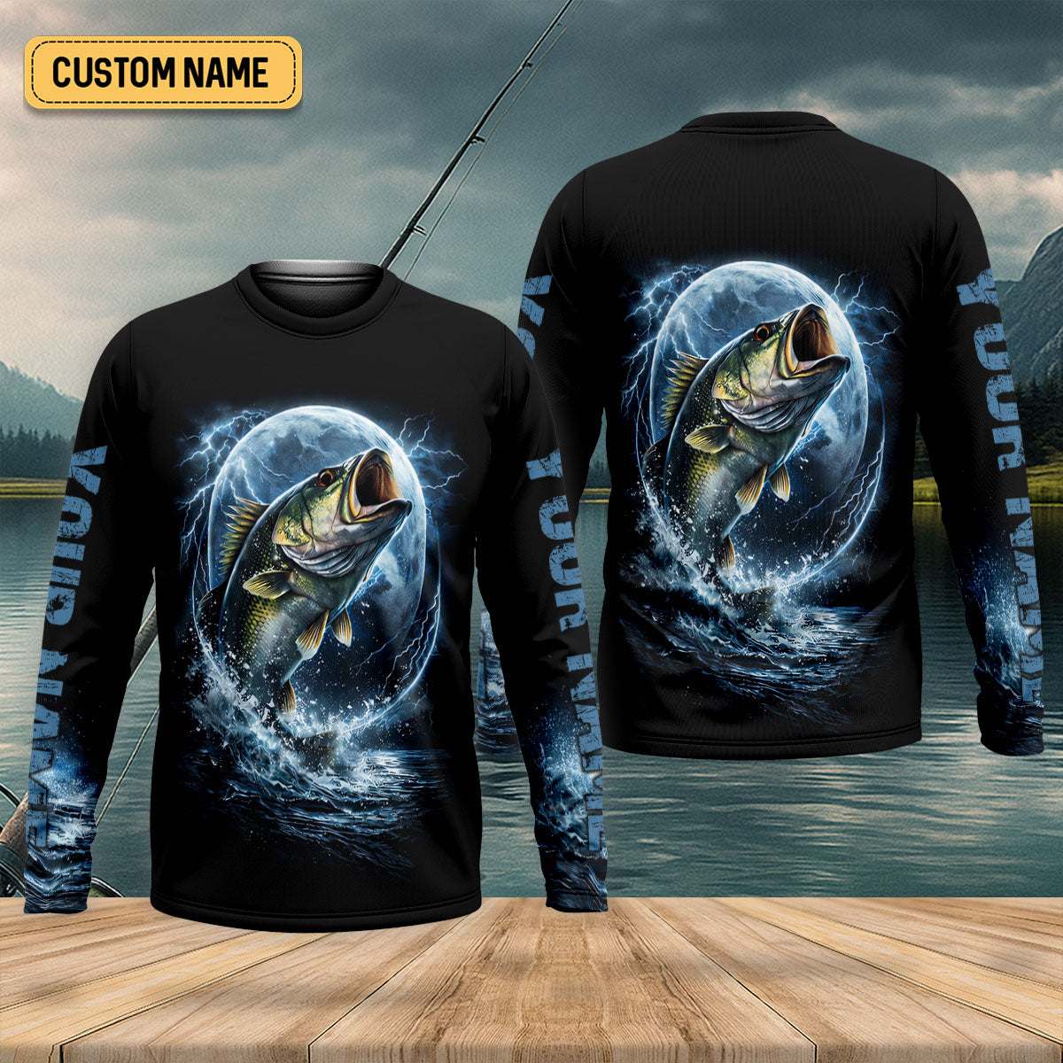 Night Bass Fishing UPF Shirts, Performance Fishing Shirts, Fishing Shirts For Men, Gift For Fisherman