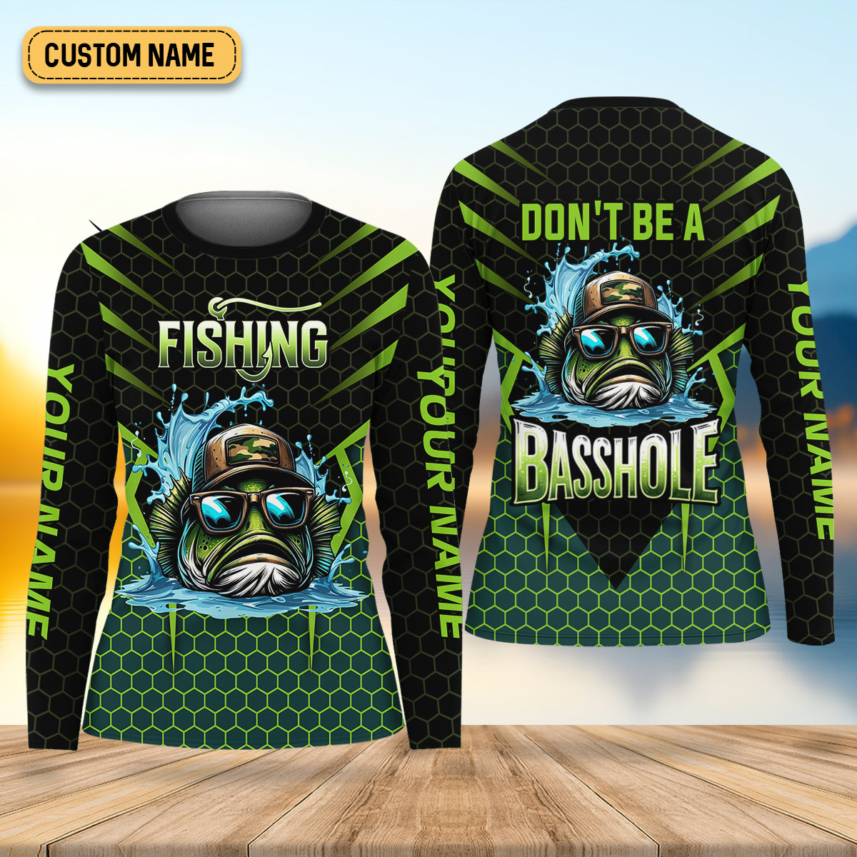 Basshole Funny Fishing Shirt, Camouflage Fishing Shirts, Women SPF Shirt, Hooded Fishing Shirt