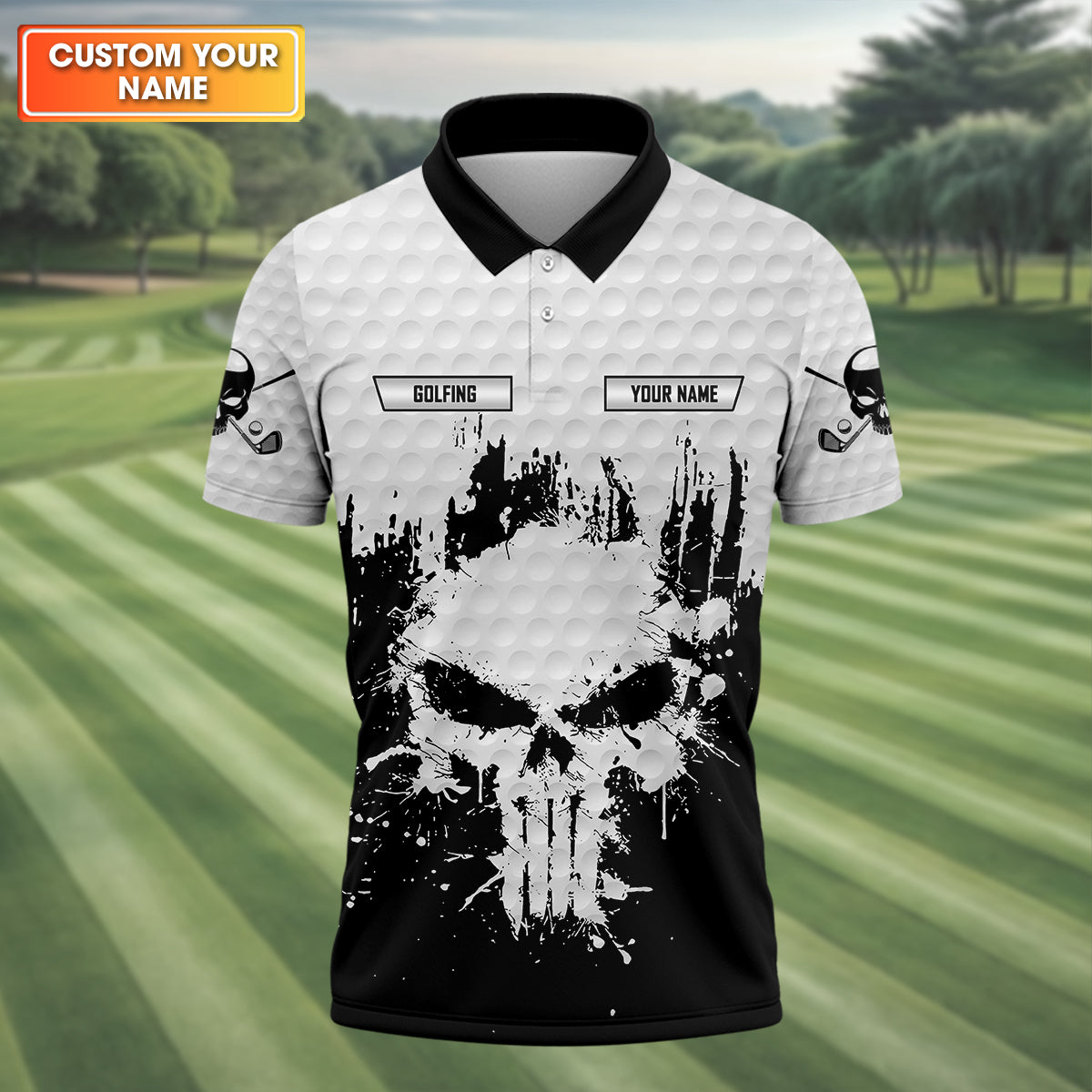 Golf Saved Me From Being A Porn Star Now I'm Just A Swinger Custom White Skull Golf Polo ShirtDad Golf Gift