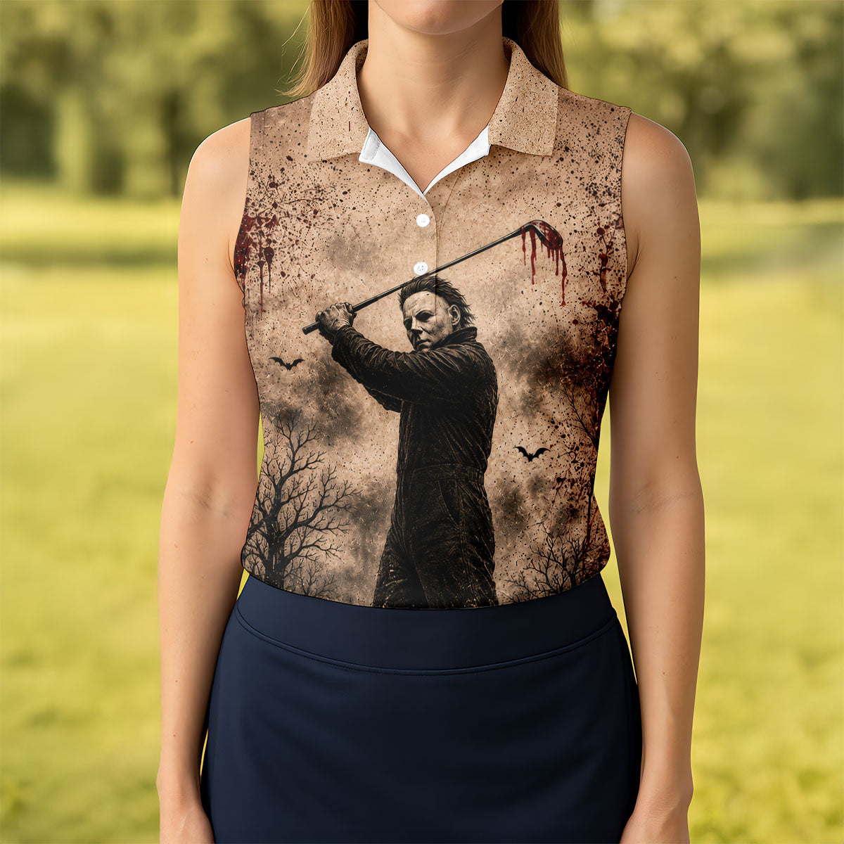 You Can't Kill The Bogeyman Halloween Golf Polo Shirt, Ladies Golf Shirt, Womens Golf Tops