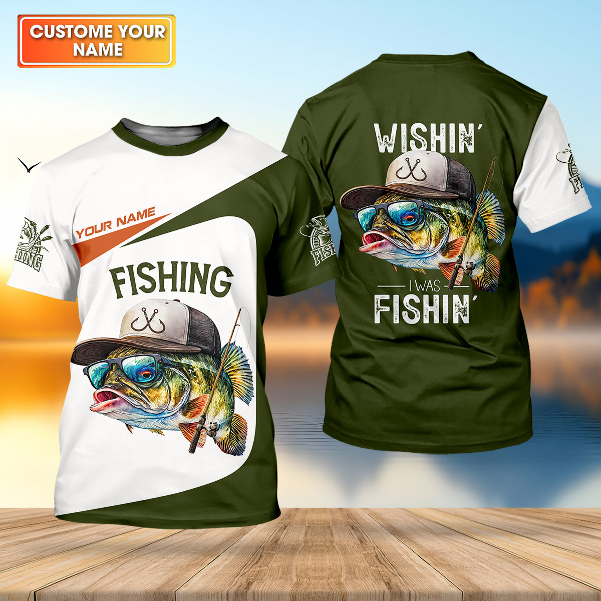 Wishin’ I Was Fishin’ Fishing Shirt, Funny Fisherman Shirt For Men, Custom Fishing Gift