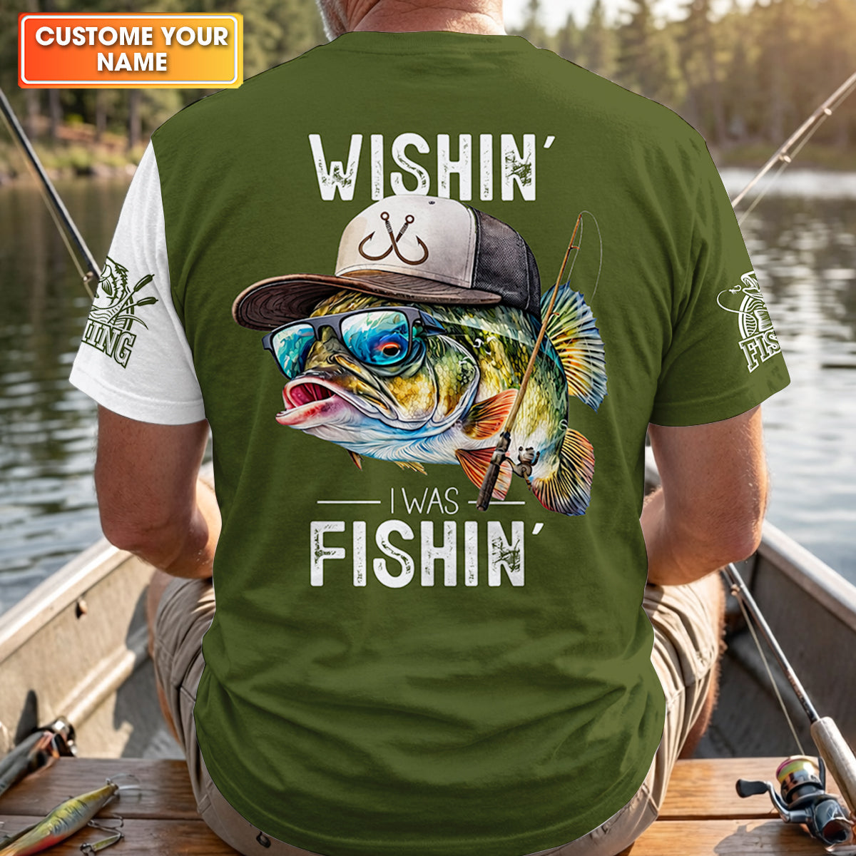 Wishin’ I Was Fishin’ Fishing Shirt, Funny Fisherman Shirt For Men, Custom Fishing Gift