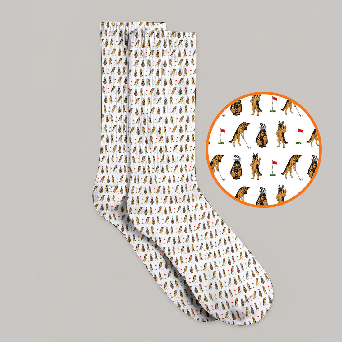 German Shepherd Pattern Golf Socks, Funny Dog Golf Sock, Golf Gift For Golfer