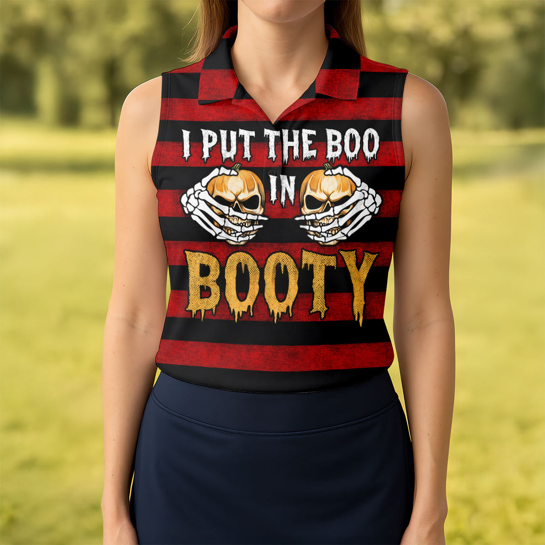 I Put The Boo In Booty Halloween Golf Polo Shirt, Women's Golf Tops, Golf Polo For Women