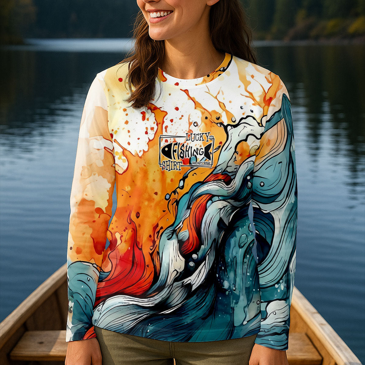 Lucky Fishing Shirt Do Not Wash Great Wave Art Fishing UPF Shirts, Funny Fishing Shirt, Fishing Shirt For Women