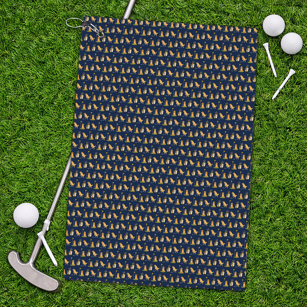 Golden Retriever Pattern Golf Towel, Funny Dog Golf Towels, Crazy Golf Gift For Golfer