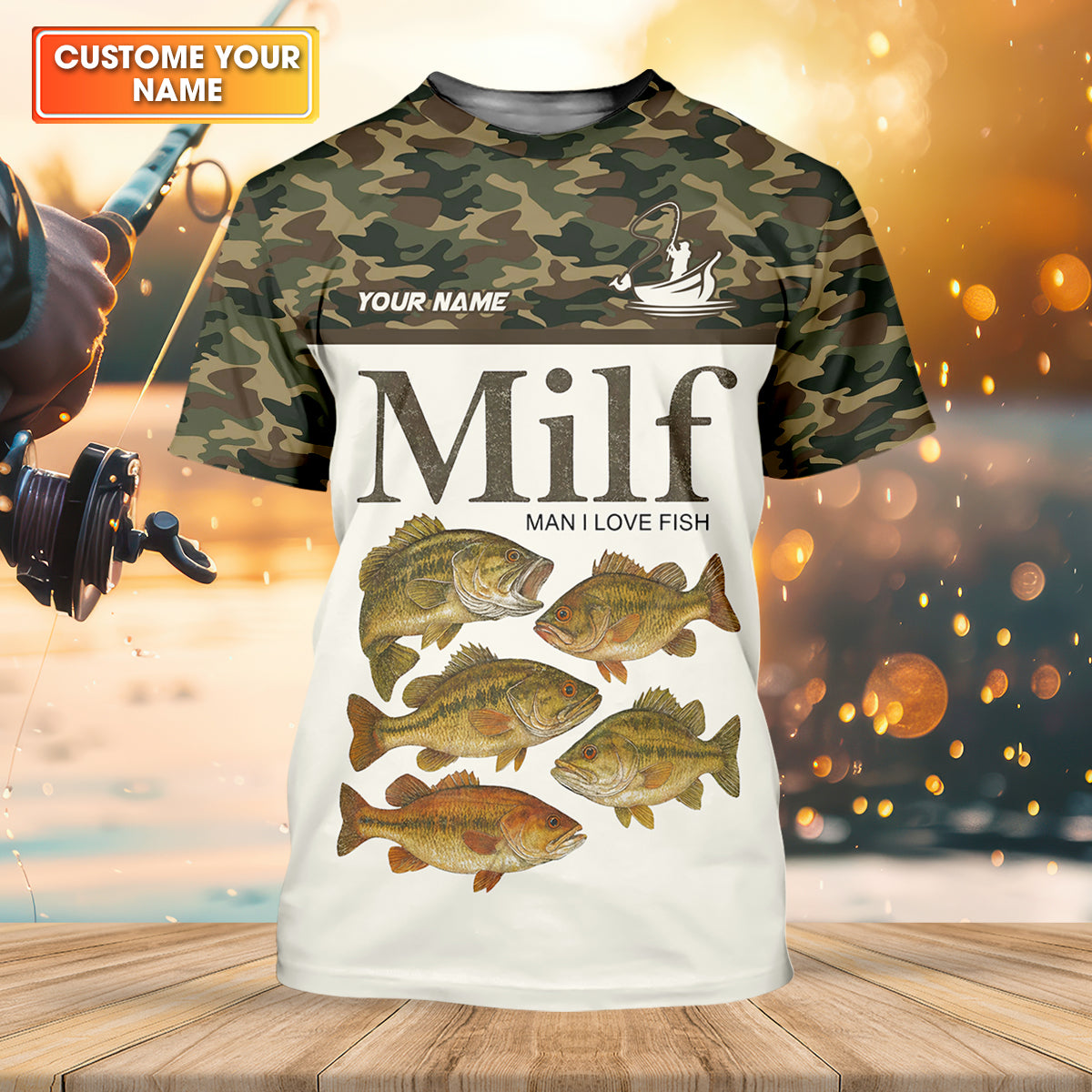 MILF Man I Love Fish Funny Fishing Shirt, Camo Fishing UPF Shirts, Women Fishing Shirt