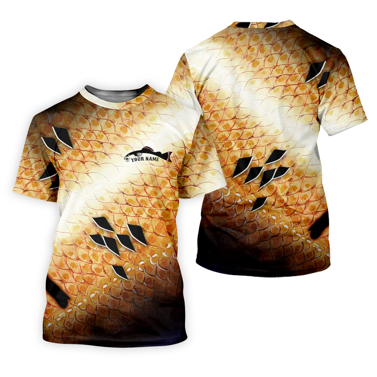 Yellow Fish Scale Fishing UPF Shirts, Custom Fishing Shirt, Gift For Fisherman, Mens Casual Shirts