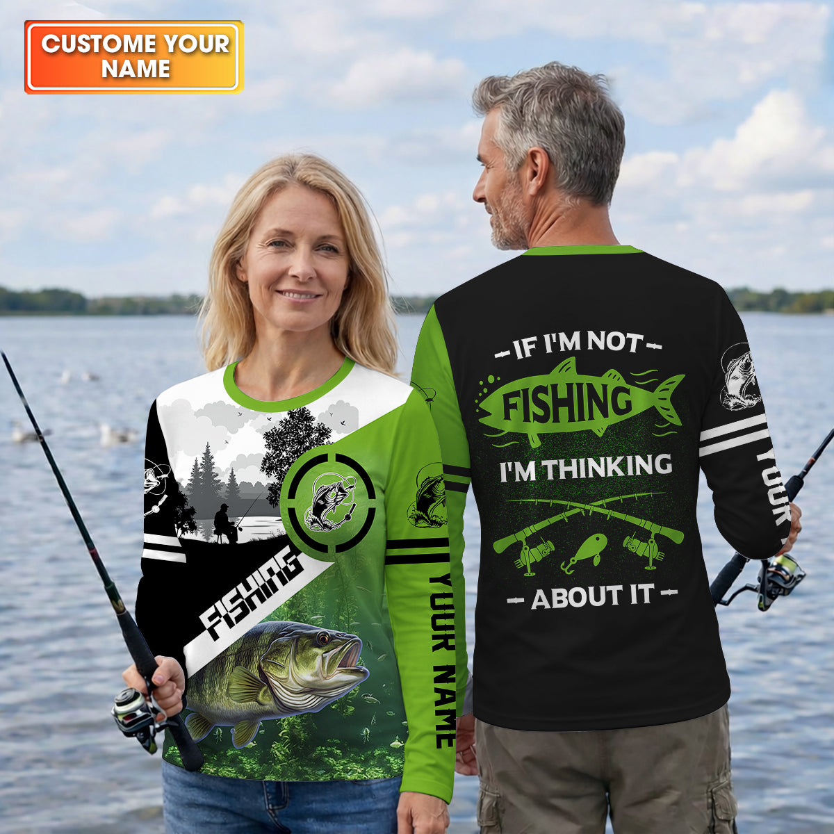 Personalized Bass Fishing Shirt, If I’m Not Fishing I’m Thinking About It Shirt, Fishing UPF Shirts