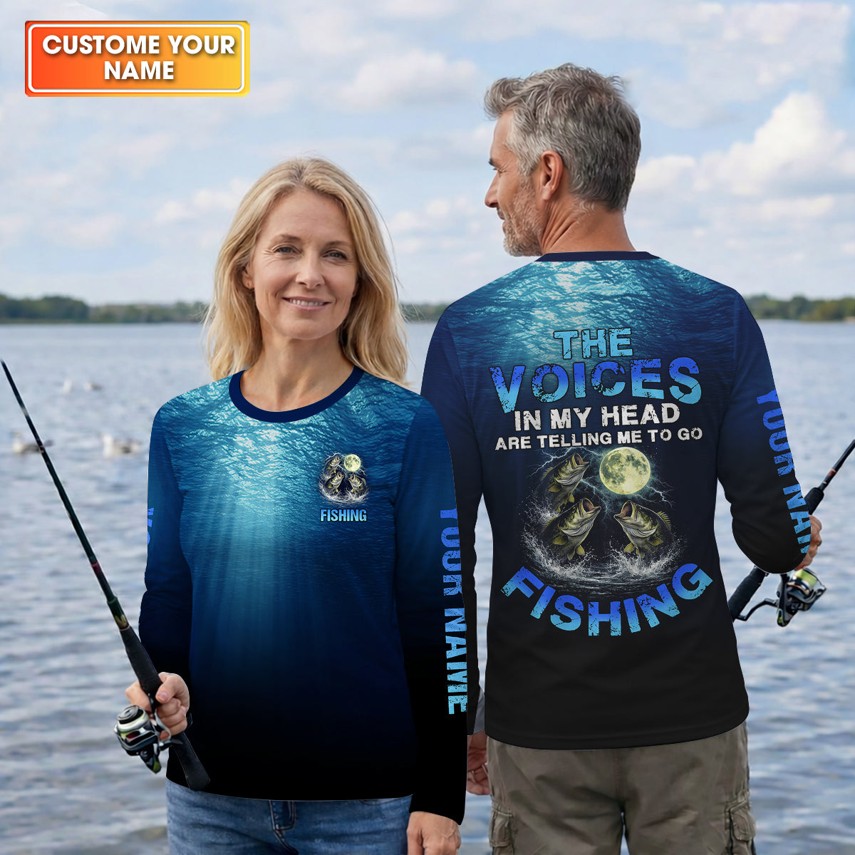 The Voices In My Head Are Telling Me To Go Fishing Funny Fishing Shirt, Fishing UPF Shirts, Fishing Gifts For Men