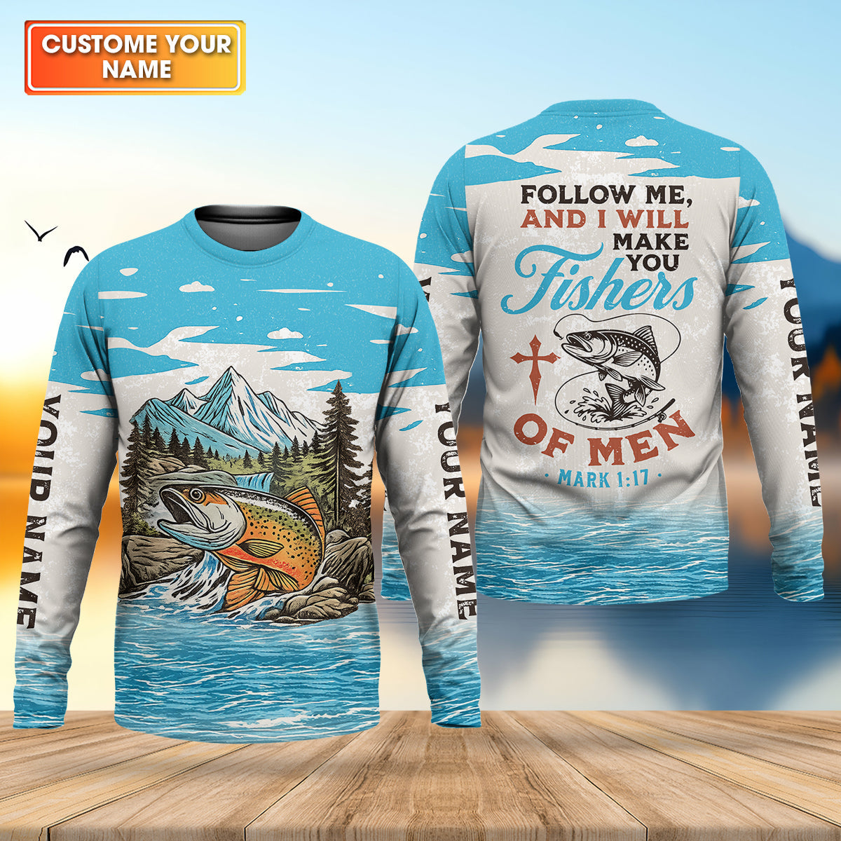 Follow Me And I Will Make You Fishers, Custom Name Fishing Shirt, Fishing UPF Shirts, Funny Fishing Shirt