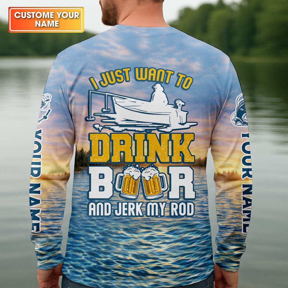 Drunk Frog Fishing with Beer, Funny Personalized Fishing Shirt