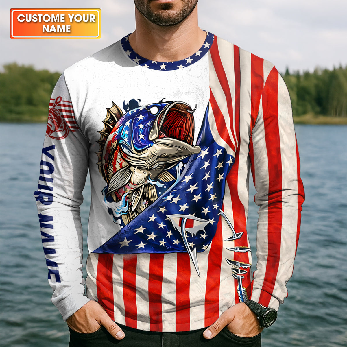 American Fishing Life – Always On My Mind UPF Fishing Shirt, Personalized Name