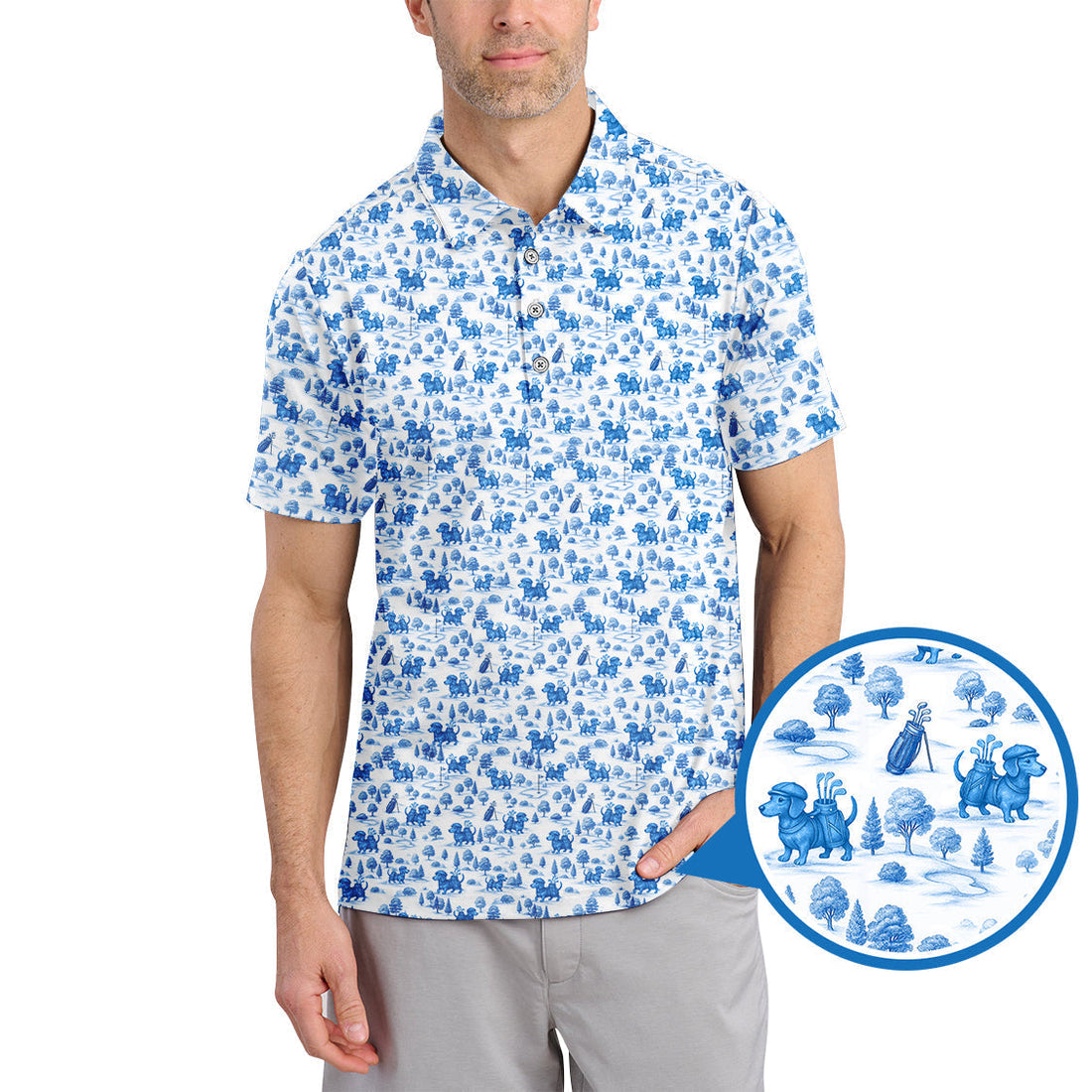Dachshund Golf Shirt For Golfer, Pattern Golf Shirt, Dog Golf Shirt, Funny Golf Shirt For Men