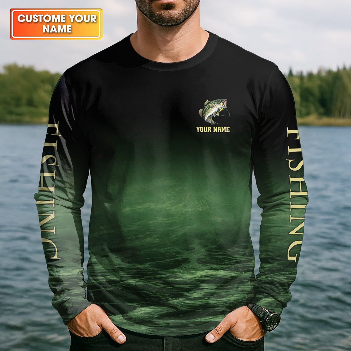I’d Rather Be Fishing – Personalized Bass Fishing Shirt, Fishing UPF Shirts, Funny Fishing Shirt