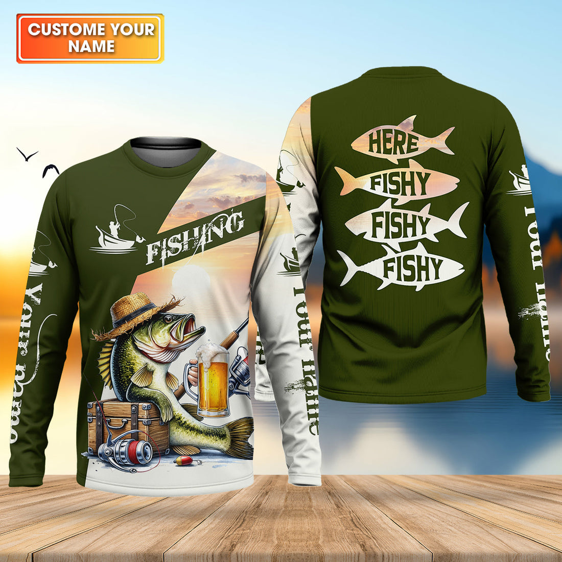Here Fishy Fishy Funny Fishing Shirt, Fisherman Beer Shirt For Men, Custom Fishing Gift