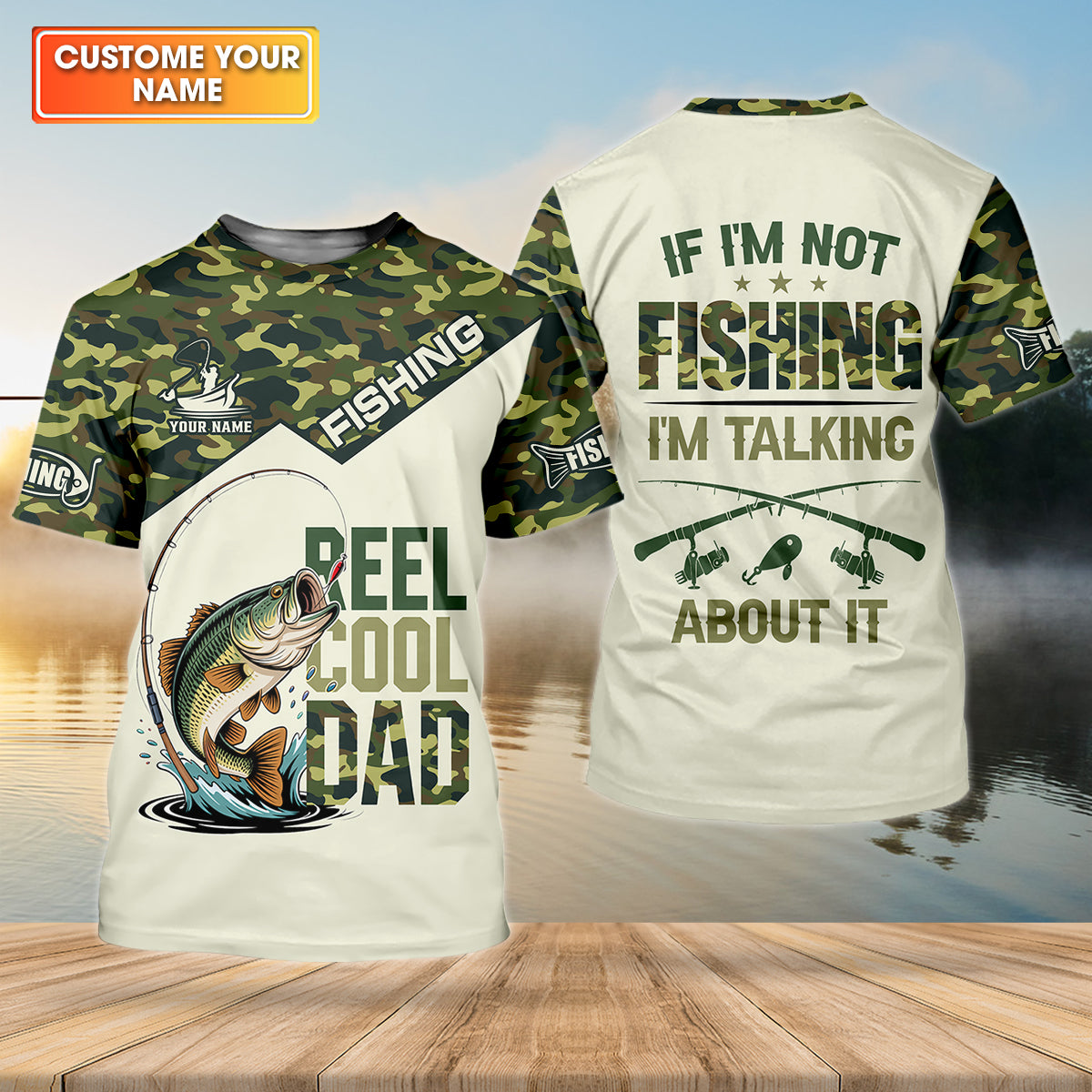 Reel Cool Dad UPF Fishing Shirt, Personalized Custom Name