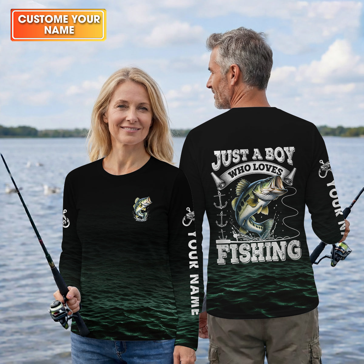 Just A Boy Who Loves Fishing Funny Fishing Shirt, Fishing UPF Shirts, Fishing Shirts For Men