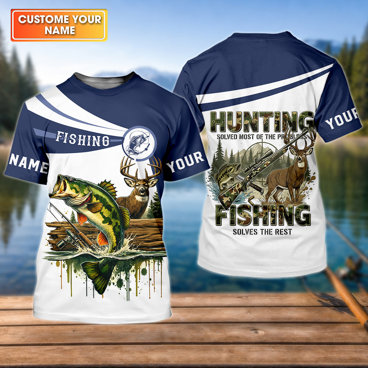 Hunting Fishing Camo Fishing Shirt, Fishing UPF Shirt, Personalized Fishing Shirt For Men, Fishing Shirts For Men