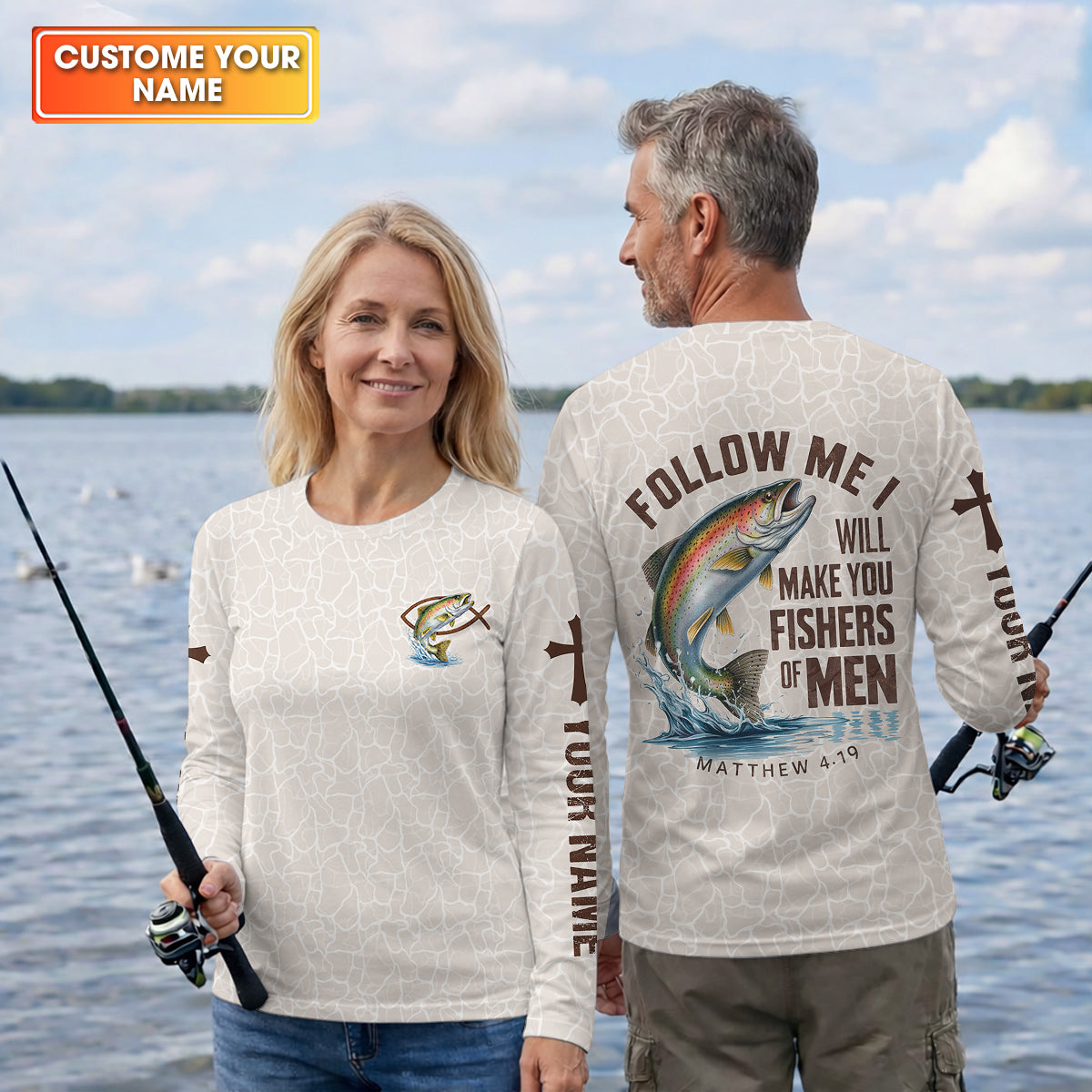 Follow Me I Will Make You Fishers Of Men Shirt, Personalized Christian Fishing Long Sleeve For Men