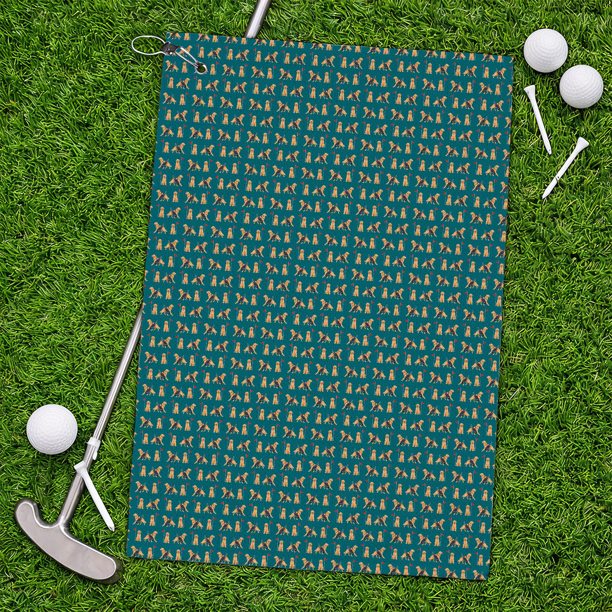 Funny Golden Retriever Golf Towel, Golden Retriever Pattern Golf Towels, Dog Lover Golf Shirt