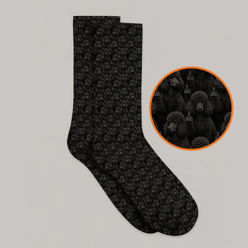 Black Poodle Pattern Golf Socks, Crazy Poodle Golf Sock, Golf Gift For Golfer