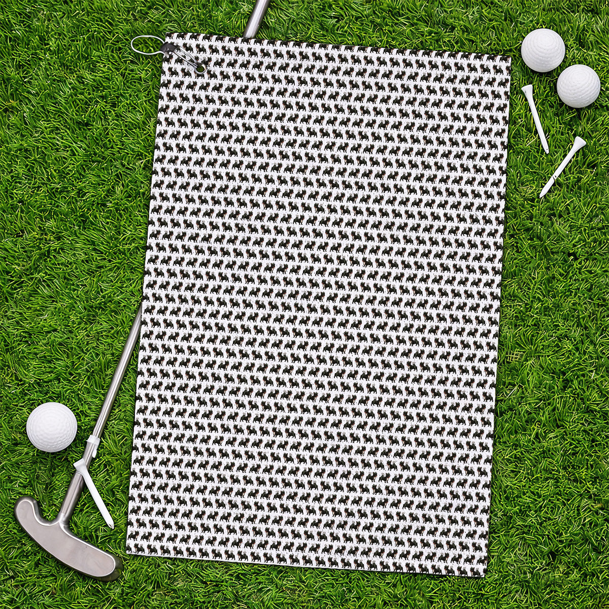 Black French Bulldog Golf Towel, Frenchie Pattern Golf Towels, Funny Dog Dad Gift