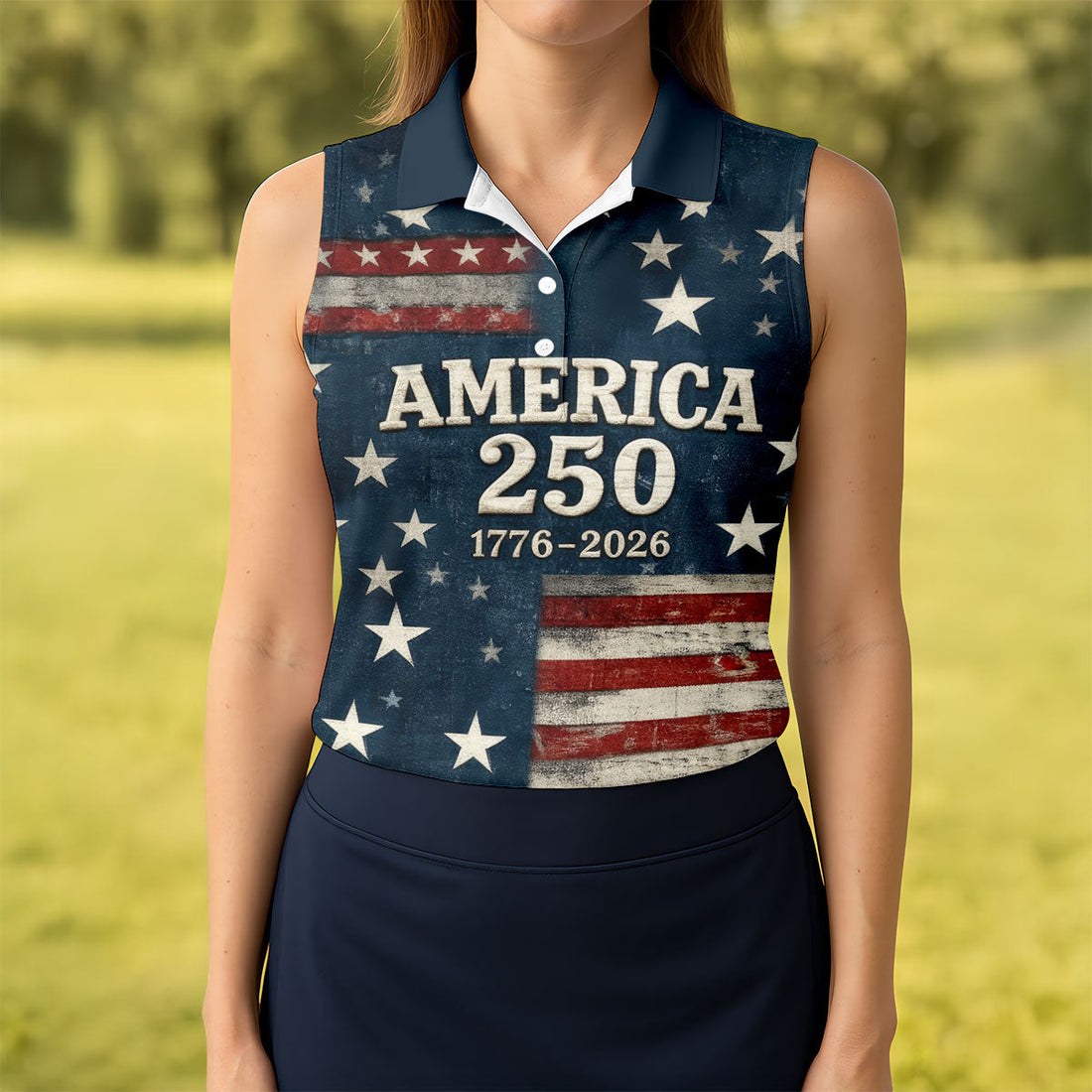 US America 250 Year Anniversary Veterans Day Golf Shirt, Patriotic 4th Of July Golf Shirt For Women
