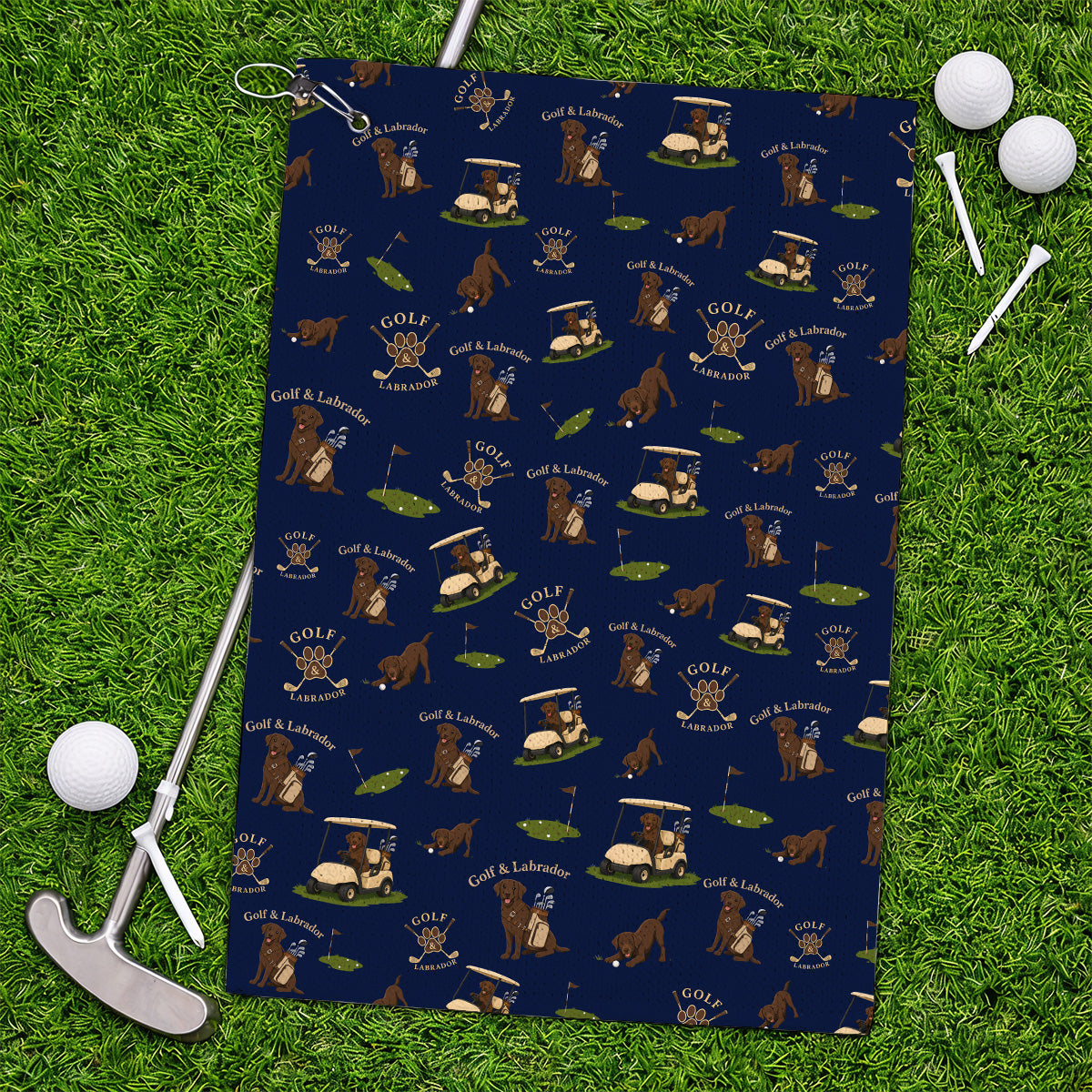 Labrador Pattern Golf Towel, Funny Dog  Golf Towels, Crazy Golf Gift For Golfer