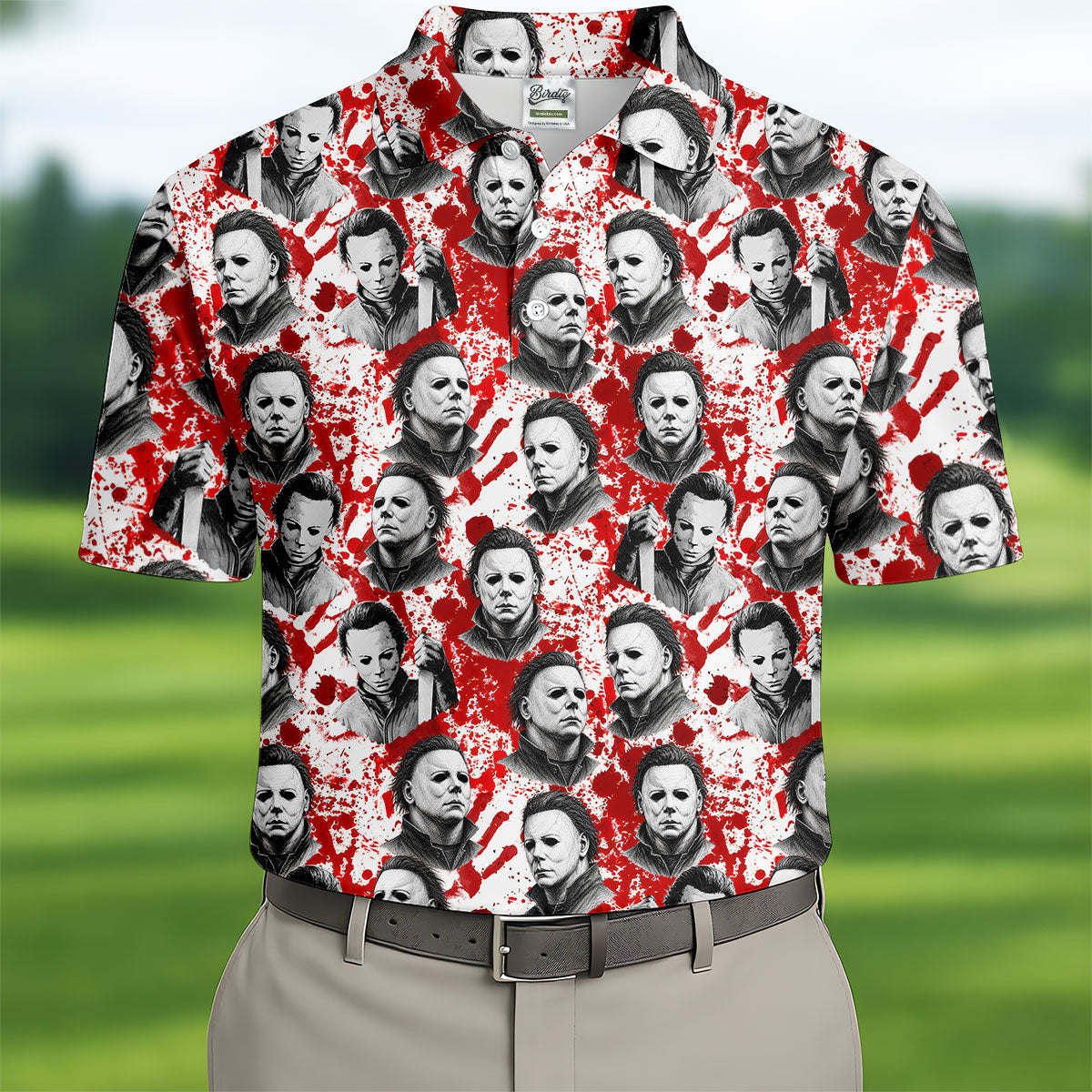 Halloween Masked Horror Character Polo Shirt, Mens Polo Shirts, Mens Golf Apparel