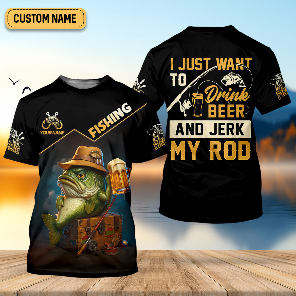 I Just Want To Drink Beer And Jerk My Rod Bass Fishing Shirt, Funny Fishing Shirt, Gift For Fisherman