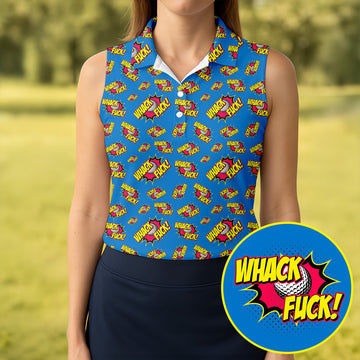 Funny Whack F*ck Comic Golf Ball Polo Shirt, Golf Shirts For Women, Women’s Golf Apparel