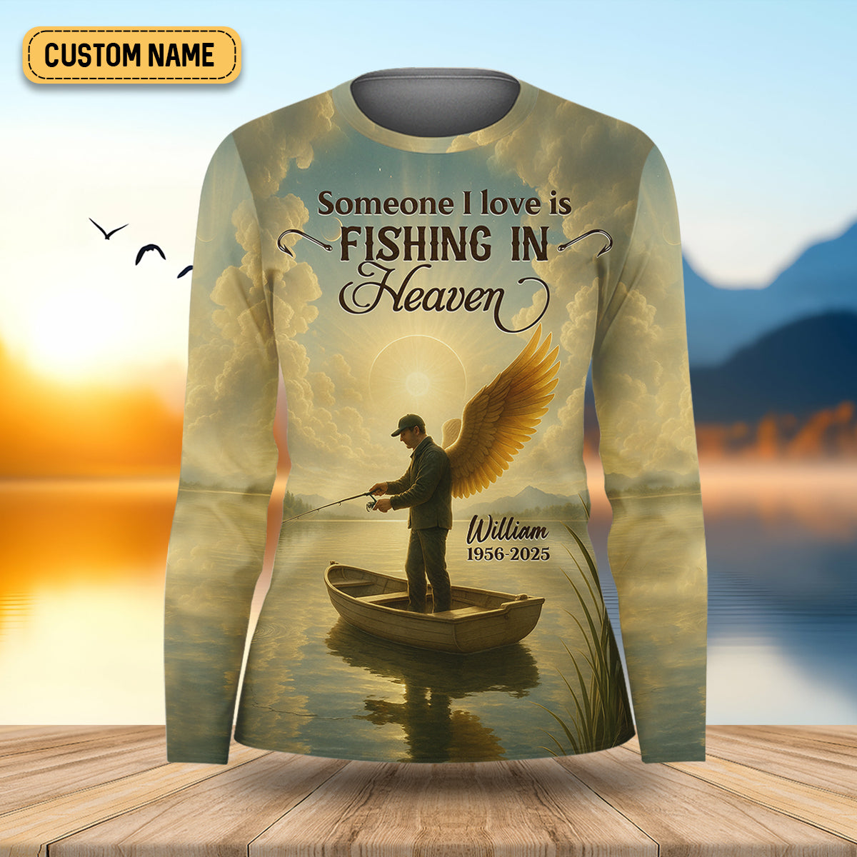 Fishing In Heaven Fishing UPF Shirts, Fishing Memorial Women SPF Shirt, Female Fishing Shirts