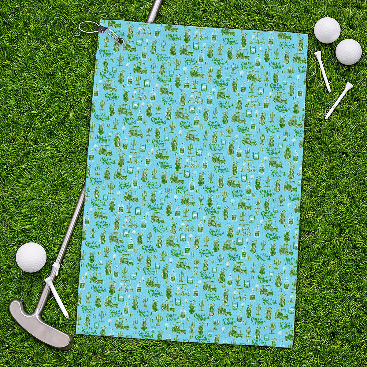 Golf & Tequila Pattern Golf Towel, Funny Golf Towels For Tequila Lover, Golf Gift For Golfer
