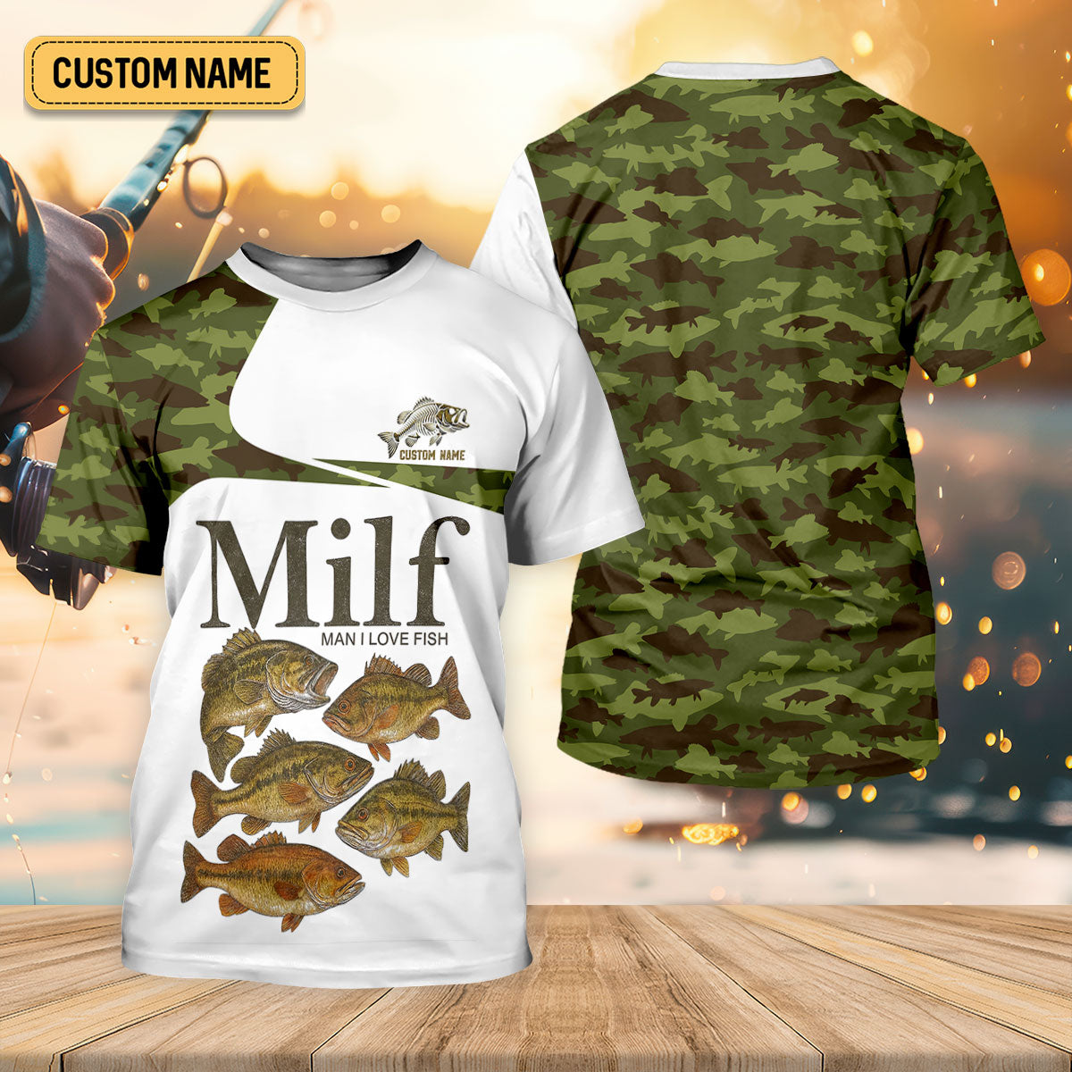 MILF Man I Love Fish Green Camo Funny Fishing Shirt, Fishing UPF Shirts, Fishing Shirt For Women