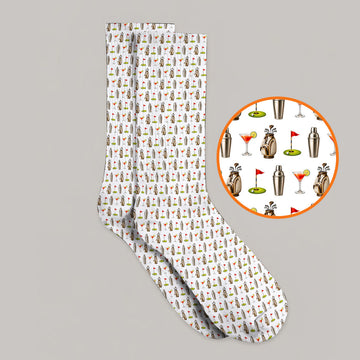 Golf & Cocktails Golf Sock, Martini Lover Golf Apparel, Funny Golf Socks For Golfer