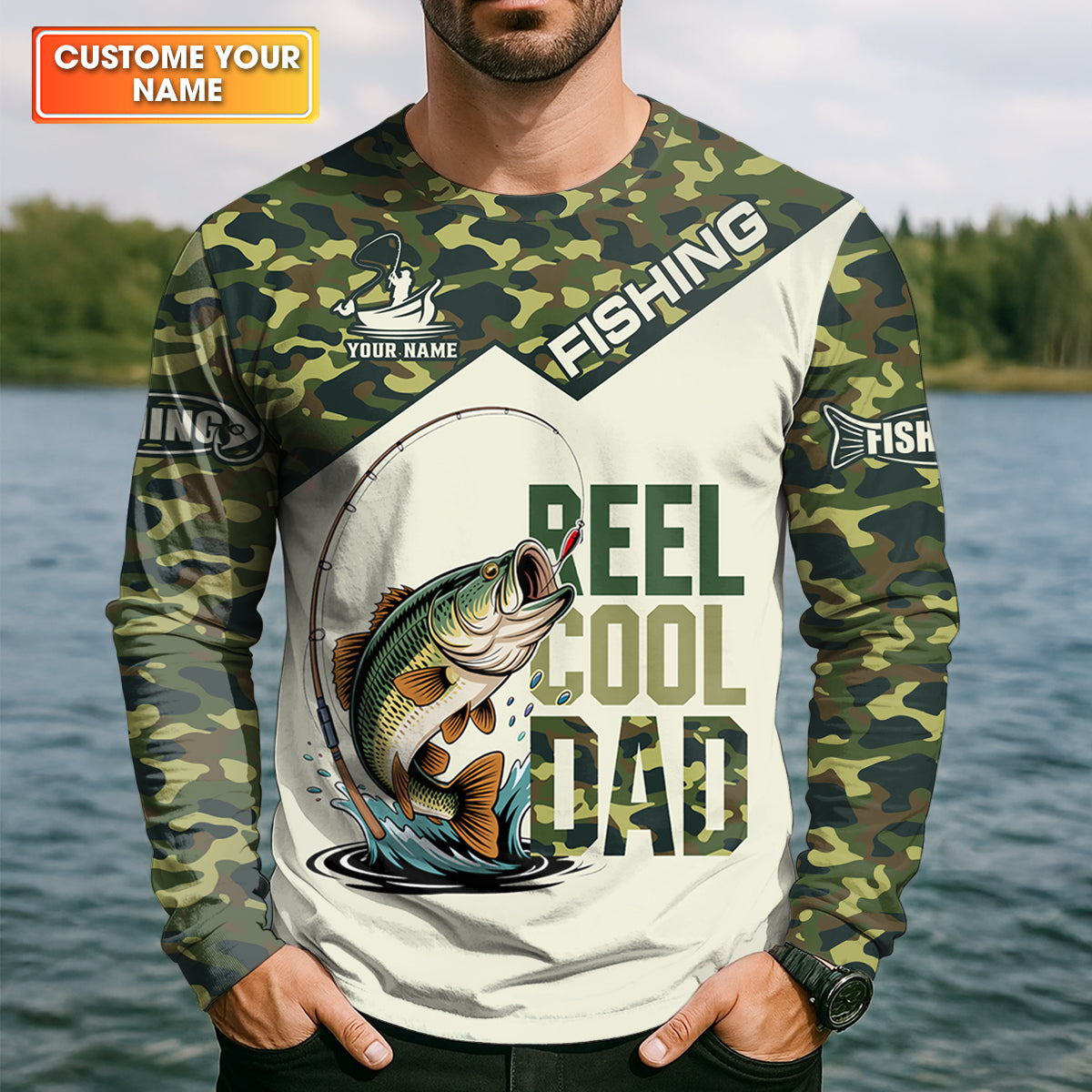 Reel Cool Dad UPF Fishing Shirt, Personalized Custom Name