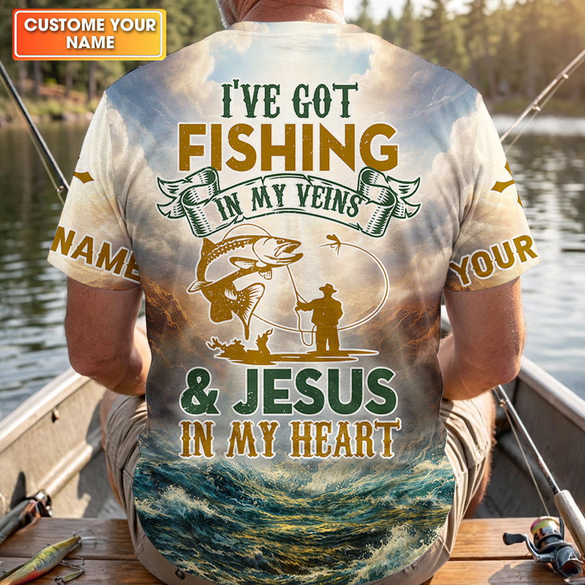 Fishing in My Veins, Faith in My Heart – Christian Fishing Shirt, Fishing UPF Shirts