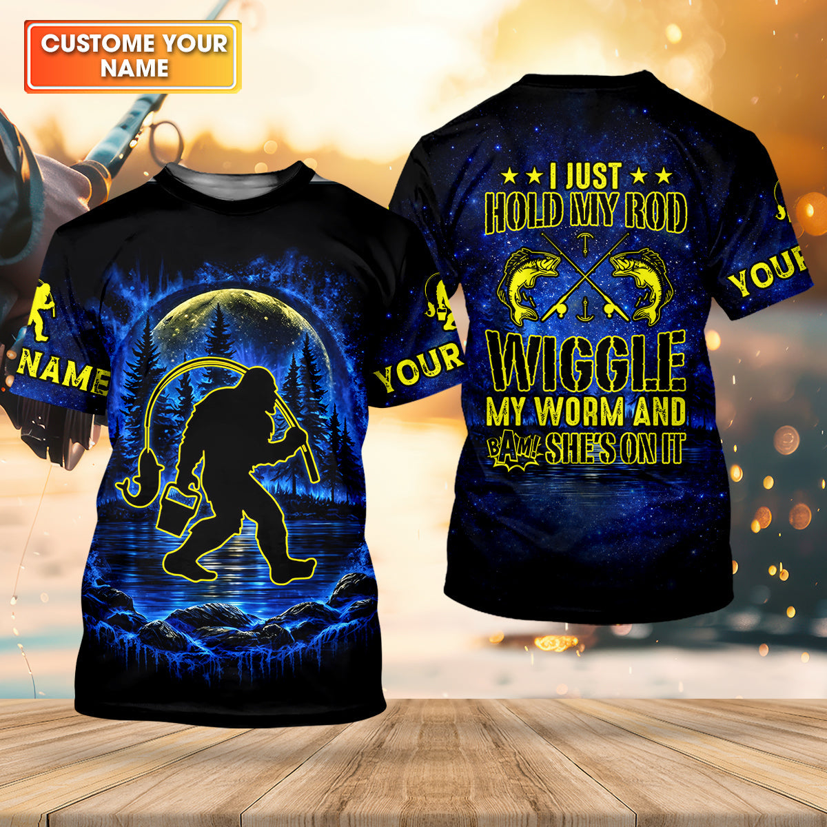 That Wiggle Means It’s On – Bigfoot Fishing Shirt, Fishing UPF Shirts, Funny Fishing Shirt
