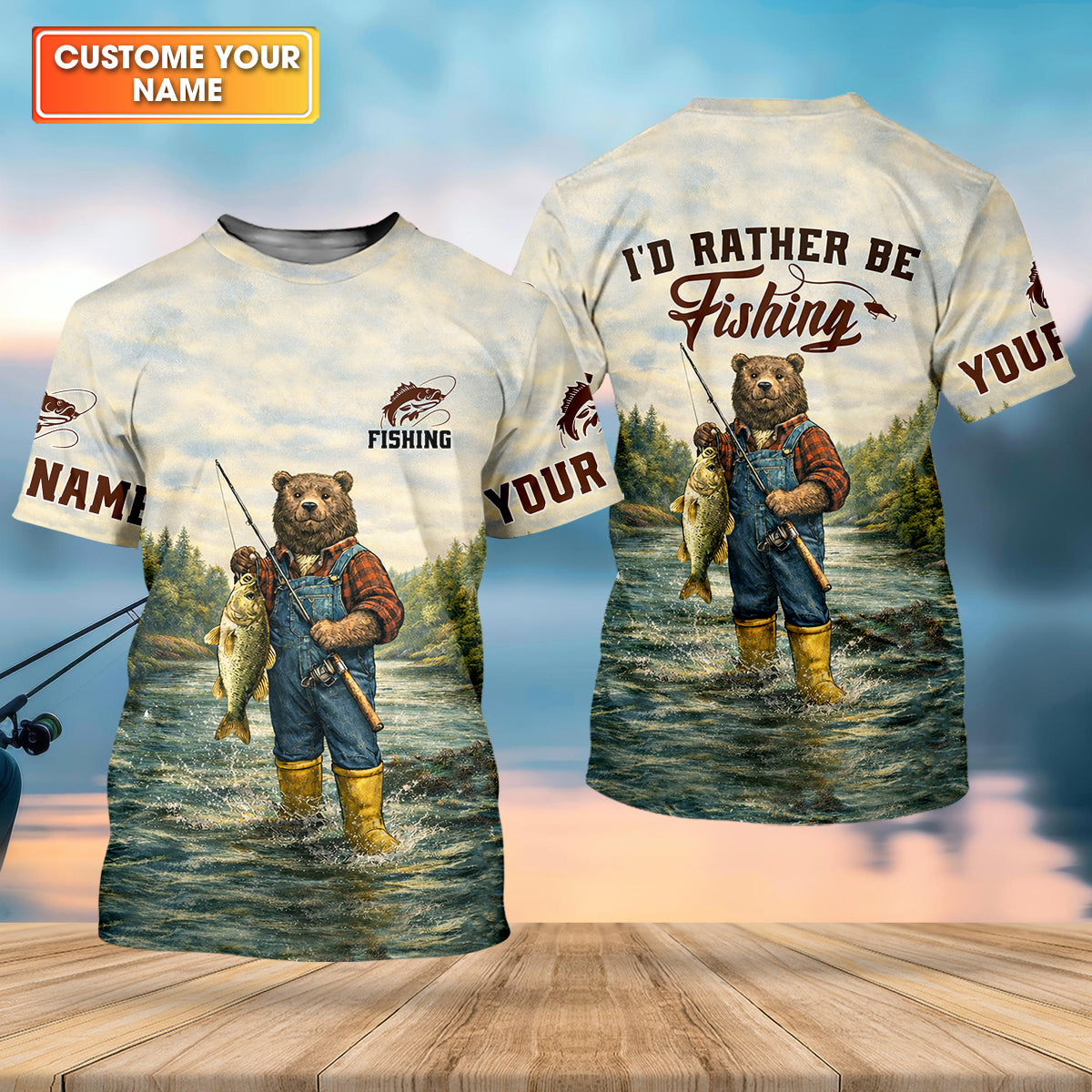 I’d Rather Be Fishing Bear – Outdoor Fishing Shirt, Fishing UPF Shirts, Funny Fishing Shirt