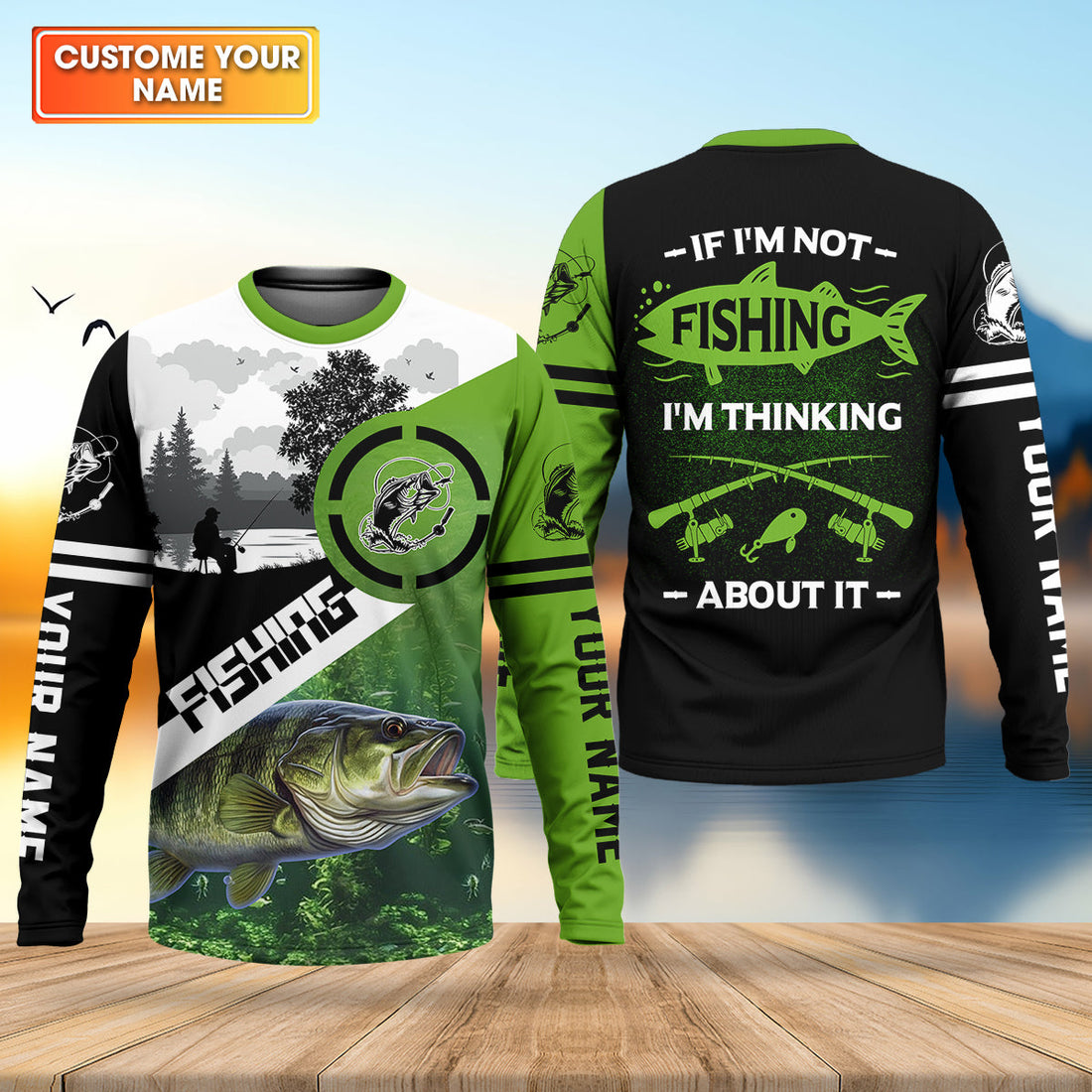 Personalized Bass Fishing Shirt, If I’m Not Fishing I’m Thinking About It Shirt, Fishing UPF Shirts