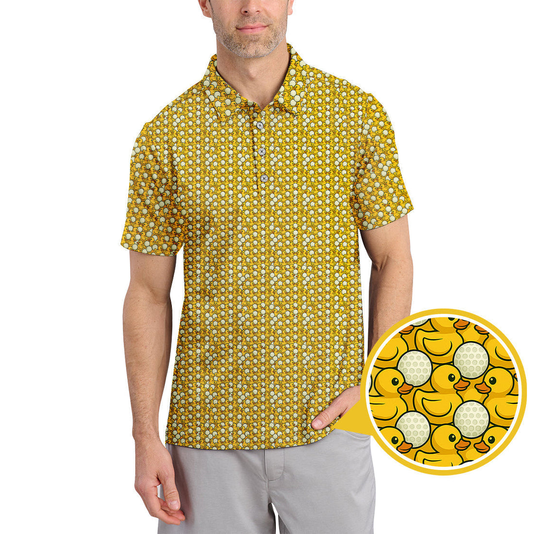 Duck Golf Shirt For Golfer, Funny Pattern Golf Shirt, Crazy Golf Shirt For Men