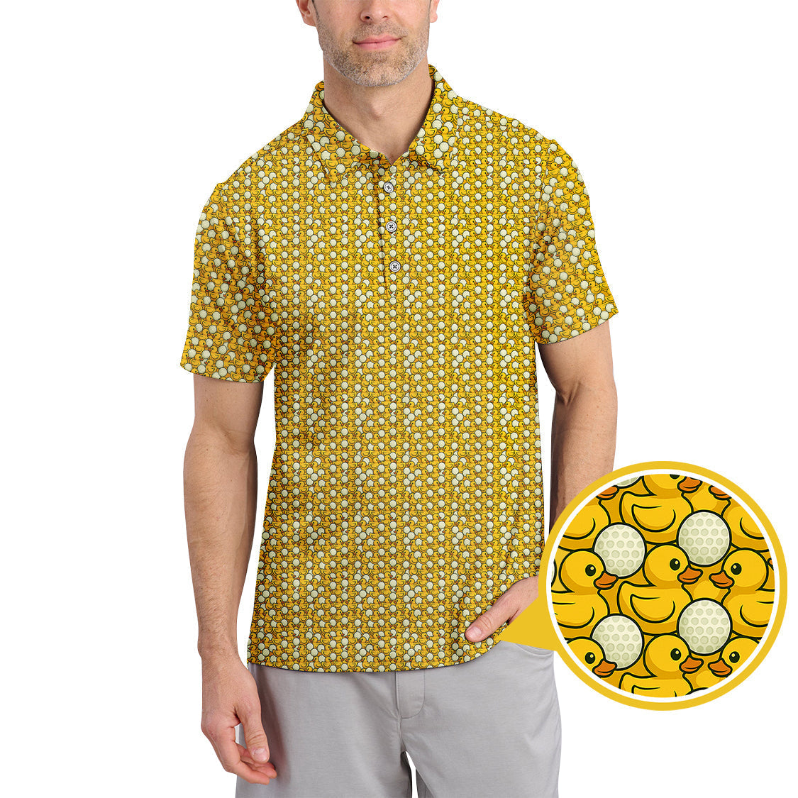 Duck Golf Shirt For Golfer, Funny Pattern Golf Shirt, Crazy Golf Shirt For Men