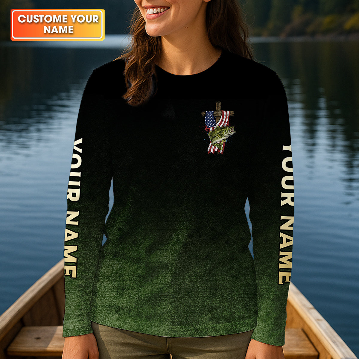 Faith Freedom Fishing Patriotic Fishing Shirt, Fishing UPF Shirts, 250th Anniversary Fishing Shirt For Women