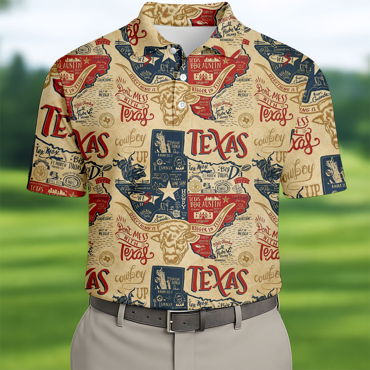Don't Mess With Texas Western Theme Old West Golf Tops For Men, Polo ShirtFor Men, Golf Shirts For Men