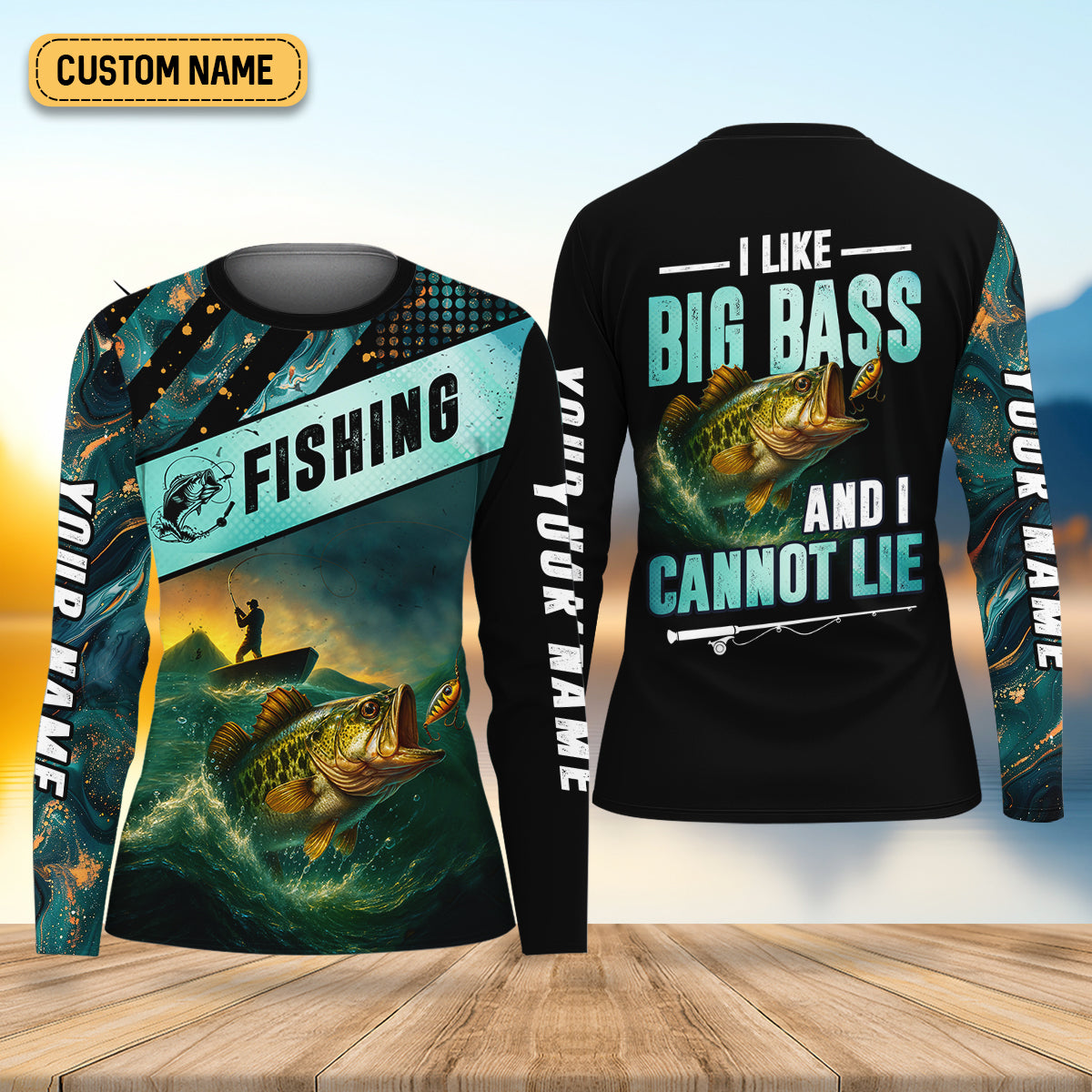 I Like Big Bass And I Cannot Lie Shirt, Funny Fishing T-shirt Women SPF Shirt, Female Fishing Shirts