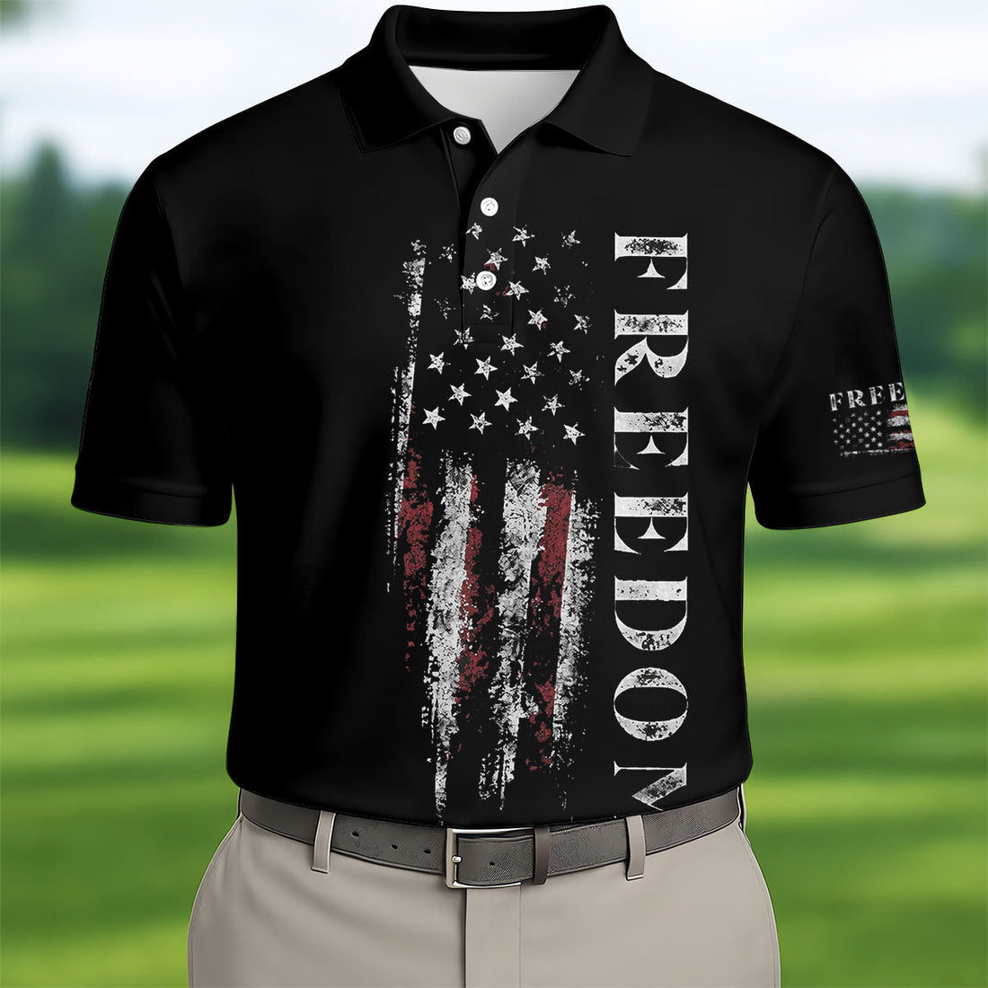 Freedom USA Distressed Flag US 250th Anniversary Golf Shirt, Patriotic Golf Shirt, Golf Shirts For Men