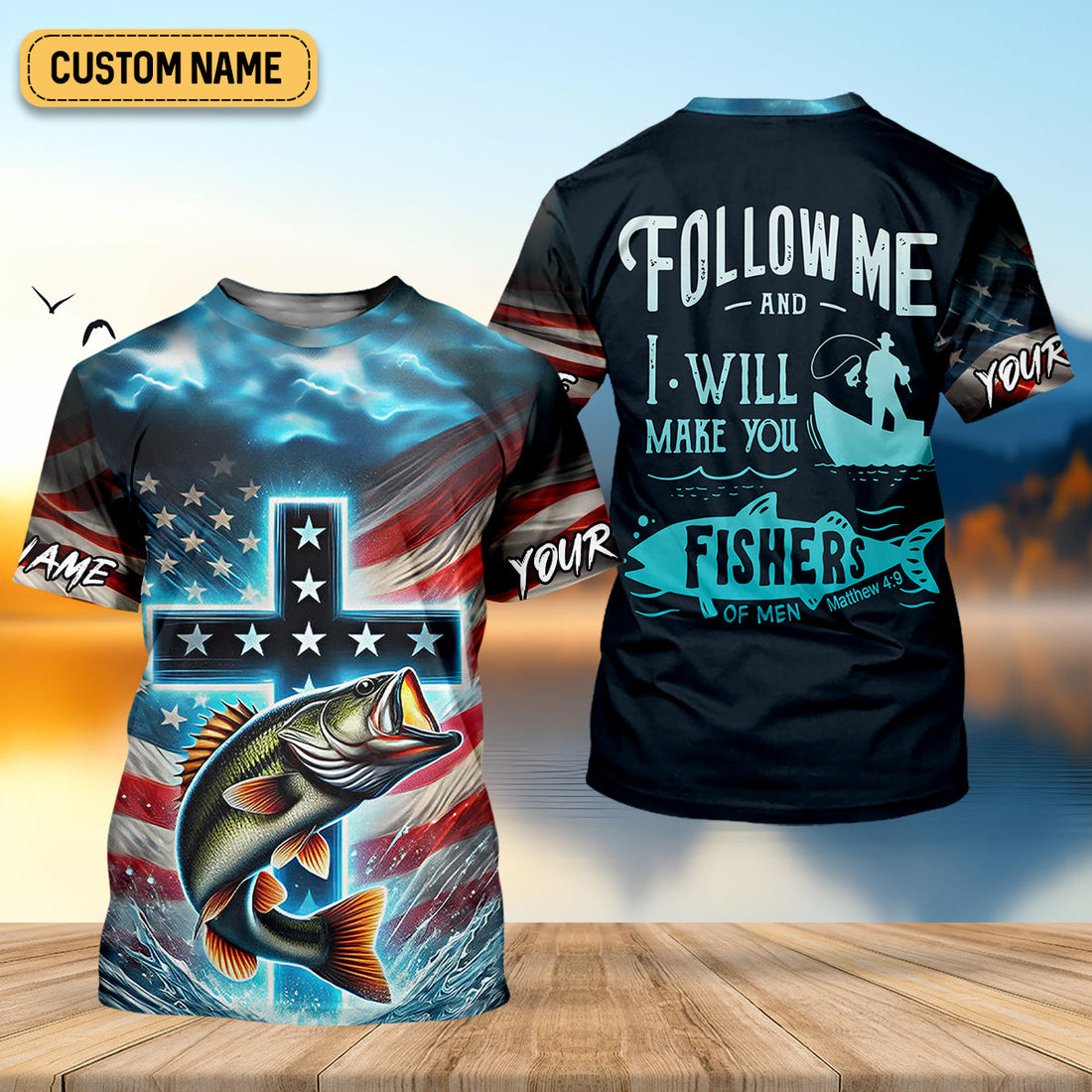 I Will Make You Fishers Of Men Christian Patriotic Fishing Shirt, Fishing UPF Shirts, Fishing Gifts For Men