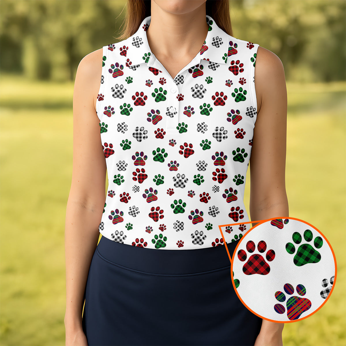 A Heartbeat At My Feet Paw Print Polo ShirtLover Gift, Ladies Golf Shirts, Golf Gifts For Women