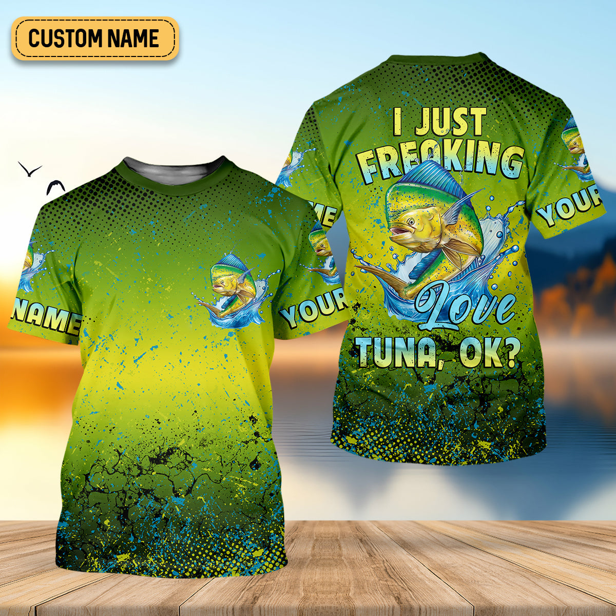 I Just Freaking Love Tuna Custom Name Fishing UPF Shirts, Gift For Fisherman, Men's Fishing Shirt
